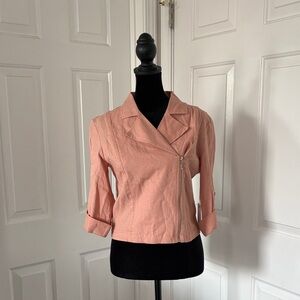Have NWT Coral Linen Blend Jacket With Quarter Length Sleeves.